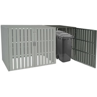XL 1er-/2er-WPC-Mülltonnenverkleidung Erweiterung MCW-J28, Mülltonnenbox, Metall Holzoptik ~ grau