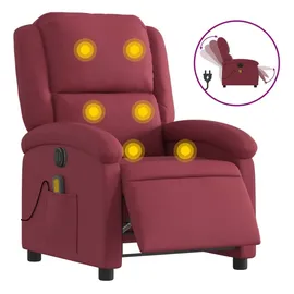 vidaXL Massagesessel Elektrisch 86,5 x 99,5 x 86,5 cm Weinrot mit Fernbedienung