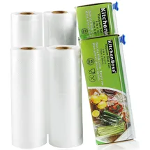 KitchenBoss Vakuumbeutel für Lebensmittel, 4 Rollen, 15 cm x 5 m und 20 cm x 5 m, insgesamt 20 m, Lebensmittel-Vakuumrollen mit 2 Schneidboxen (keine Schere mehr), BPA-frei, für Vakuumierer