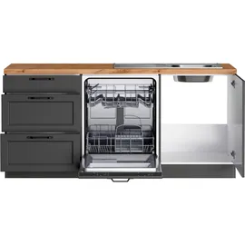 kochstation Winkelküche KS-Lana L-Form 240 cm grau