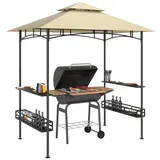 Outsunny Grillpavillon 2,4 x 1,5 m inkl. 0 Seitenteile Beige