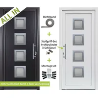 kuporta Kunststoff Haustür anthrazit / weiß Nebeneingangstür Kellertür Außentür - 98 x 200 cm - außen anthrazit / innen weiß