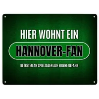 Trendaffe Hier wohnt ein Hannover-Fan Metallschild XXL mit Rasen