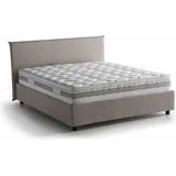 Talamo Italia Doppelbett Beata, Containerbett Mit Stoffbespannung, 100% Made In Italy, Frontöffnung, Inklusive Matratze Cm 140x190, Turteltaube