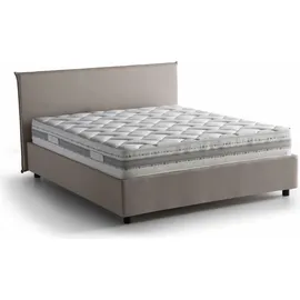Talamo Italia Doppelbett Beata, Containerbett Mit Stoffbespannung, 100% Made In Italy, Frontöffnung, Inklusive Matratze Cm 140x190, Turteltaube