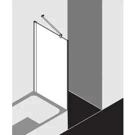Kermi Pega Seitenwand vrekürzt neben Badewanne PETVO07016VYK 70x160cm, silber hochglanz ESG Opaco Clean, auf Duschwanne