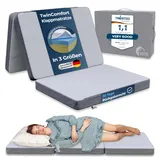 LANGE MEYER® TwinComfort Klappmatratze 2 Härtegrade, 3-teilig faltbar mit Tragetasche, Gästebett & Faltmatratze für Erwachsene, Folding Mattress 140x200x12 cm