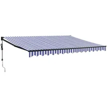 vidaXL Elektrische Markise mit Kurbel Blau und Weiß 4x3 m