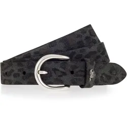 Ledergürtel MUSTANG, Damen, Gr. 90, schwarz anthrazit, Leder, animal-print, modisch, Gürtel, Modischer Animal-Print, 2,5 cm
