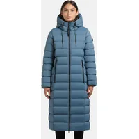 khujo Damen Langer Wintermantel warmer Steppmantel mit gefütterter Kapuze Simmie2 Cosmic Blue Gr. L - L