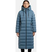 khujo Damen Langer Wintermantel warmer Steppmantel mit gefütterter Kapuze Simmie2 Cosmic Blue Gr. L - L
