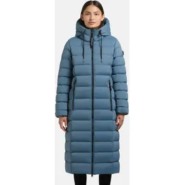 khujo Damen Langer Wintermantel warmer Steppmantel mit gefütterter Kapuze Simmie2 Cosmic Blue Gr. L - L
