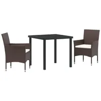 VidaXL 3-teiliges Garten Esszimmer Set Braun Poly-Rattan