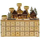 Hti-Living Adventskalender Weihnachtsmarkt zum Befüllen mit LED-Beleuchtung