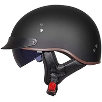 Motorrad Halbhelme Brain-Cap · Halbschale Jet-Helm Roller-Helm Halbschalenhelm mit ECE-Zertifizierung Scooter-Helm Mofa-Helm Retro Motorrad Half Helm mit Built-in Visier für Cruiser Chopper Biker (Co