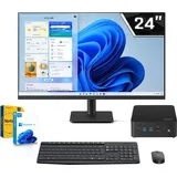 SYSTEMTREFF Intel NUC PC - Core i7 150U - Intel Iris Xe Graphics 96 - 32GB DDR5 - 256GB M.2 NVMe + - 24 Zoll Monitor - Windows 11 Pro - Desktop