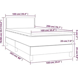 vidaXL Boxspringbett 100 x 200 cm Dunkelgrau