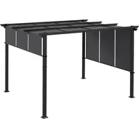 Outsunny Pavillon ca. 3,5 x 3 m Pergola, Terassenüberdachung mit Seitenwand