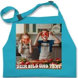 Kinderschürze Schürze Kinder Jungen Mädchen - Dein Bild oder Foto und Text Kochen Geschenk - 7-14 Jahre - Türkis - kinderbackschürzen selbst drucken kochschürze kinderkochschürzen - 7-13 Jahre