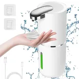 Cuteefun Automatisch Schaum Seifenspender, 380ml Elektrischer Seifenspender mit Sensor, 4-Stufig Einstellbares Flüssigkeitsvolumen, Wiederaufladbarer Seifenspender Wandmontage für Bad, Küche, Weiß