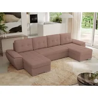 MKS MEBLE Sofa mit Schlaffunktion - Wohnlandschaft u form - Ecksofa mit Schlaffunktion und Bettkasten - Schlafsofa - Couch - Schlafsofa mit Bettkas... - Rosa
