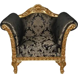 Casa Padrino Lounge Sessel 114 x 104 x 0 cm Schwarz/Gold