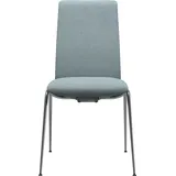 Polsterstuhl STRESSLESS "Laurel", blau (aqua dinamica, chrom glänzend), B:57cm H:92cm T:59cm, Microfaser DINAMICA (88% Polyester, 12% Polyurethan), Stühle, Polsterstuhl Esszimmerstuhl 4-Fuß-Stuhl, Low Back, Größe M, mit Beinen aus Stahl in Chrom glänzend