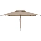 anndora® Sonnenschirm 3 x 4 m eckig Terassenschirm Holz Gestänge - Dark Natural - 300 x 400