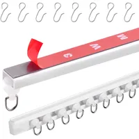 Vevor Decken-Vorhangschienen-Set 3 m selbstklebend Deckenschienensystem ohne Bohren für Vorhänge, Raumteiler-Vorhangschiene zur Deckenmontage für Wohnzimmer mit Haken& Hardware & 8 Schienen, weiß