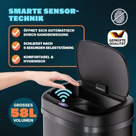 monzana Sensor Mülleimer 58 l Schwarz