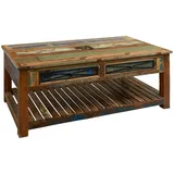 Massivmoebel24 Couchtisch Altholz Mehrfarbig Akazie 140 x 55 x 80 cm