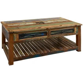 Massivmoebel24 Couchtisch Altholz Mehrfarbig Akazie 140 x 55 x 80 cm