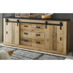 Sideboard "Stove" in Used Wood hell und anthrazit Kommode 201 x 91 cm