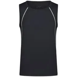Herren Fitness Tanktop JN494, schwarz/weiß, Größe L - schwarz/weiß - L