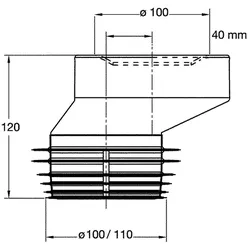 WC-Anschluss exentrisch 40 mm Ø 90-110, Farbe: Weiß