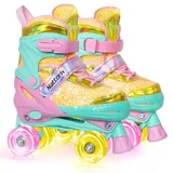 Kinder Rollschuhe, Rollschuhe Verstellbar mit 4 Größen Einstellbare, Rollschu...