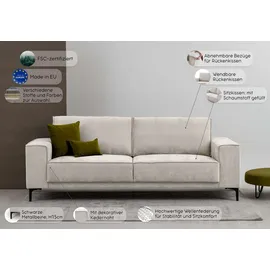 OTTO home 3-Sitzer OTTO HOME "OLAND, B: 224 cm - Skandi-Design", light grau, B:224cm H:85cm T:83cm, 92%PES 8%NY, Sofas, Struktur, Flachgewebe, Luxus-Microfaser, Boucle