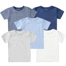 Staccato T-Shirt STACCATO, Jungen, Gr. 128/134, bunt, Oberstoff: 100% Baumwolle., gestreift, meliert, unifarben, Basic, normal, Rundhals, Shirts T-Shirt, 5er-Pack