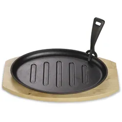 Servierpfanne ECHTWERK, schwarz, B:27,5cm, Pfannen, m. Grillstreifen, Servierbrett, abnehmbarer Griff, Backofen,Grill, BBQ