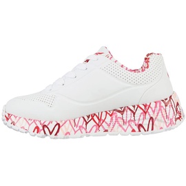 SKECHERS Mädchen Uno Lite Lovely Luv Sneaker, White Synthetic Red Pink Trim, 33 EU