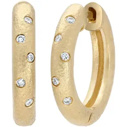 Paar Creolen FIRETTI "Schmuck Geschenk Gold 585 Ohrschmuck Ohrringe Sternenhimmel", gold (gelbgoldfarben), Ohrringe, Damen, 0,8 ct SI = kleine Einschlüsse, Gelbgold 585-Diamanten, Gelbgold 585, Diamanten