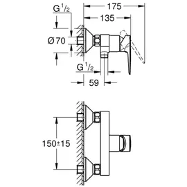 Grohe StartEdge Duscharmatur Aufputz Einhandmischer für 1 Verbraucher Chrom 24197001