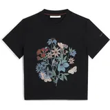 Icebreaker Damen 150 Tech Lite Crop NZ Flora T-Shirt (Größe XL, schwarz)