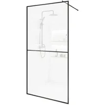Home Deluxe - Duschabtrennung BAKI - Breite: 130 cm, Schwarzer Rahmen, Klarglas, 2 Raster Optik - 10 mm ESG - Sicherheitsglas I Walk in Dusche, D... - Transparent