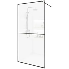 Home Deluxe - Duschabtrennung BAKI - Breite: 130 cm, Schwarzer Rahmen, Klarglas, 2 Raster Optik - 10 mm ESG - Sicherheitsglas I Walk in Dusche, D... - Transparent