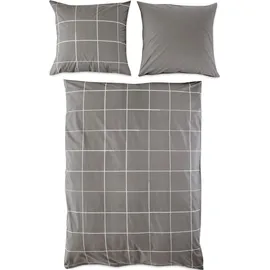 otto home Wendebettwäsche »Nature in Gr. 135x200 oder 155x220 cm« 2 Stk. tlg. Bettwäsche in unregelmäßigem Karo-Muster, grau