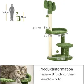 PawHut Kaktus Kratzbaum 49 x 111 cm grün