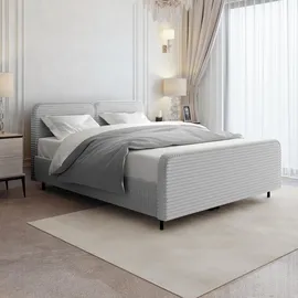 beautysofa LEA 180 x 200 cm Hellgrau/Silber
