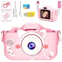 yozhiqu Kinder Kamera Spielzeug - HD Digital Video Kamera Kinderkamera (Mit Silikonhülle, für Mädchen im Alter von 3-12 Jahren) rosa