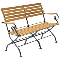 AMBIA GARDEN Gartenbank, Schwarz, Teak, Holz, Metall, Teakholz, 2-Sitzer,